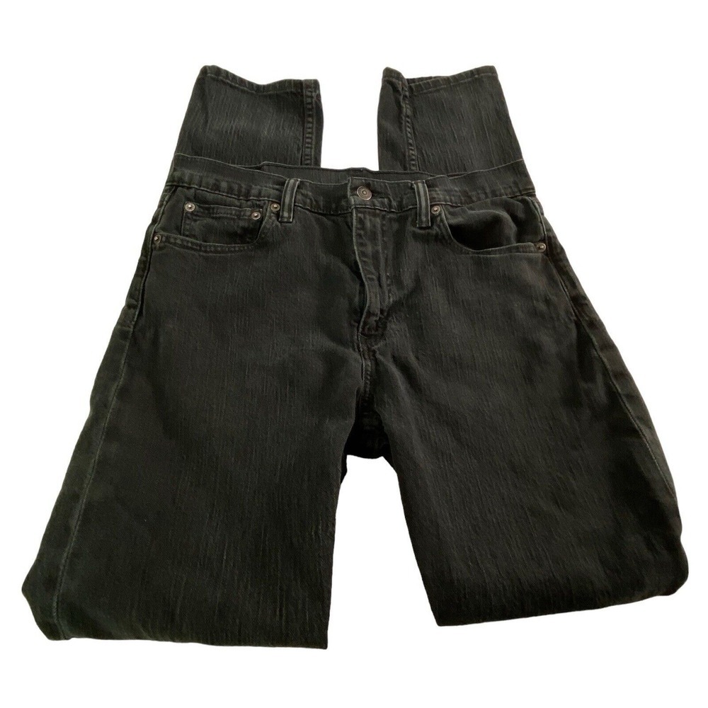 LEVI'S Men 5 Pocket Zip Button Closure Straight Leg Denim Jeans Sz 32 Black 5-30